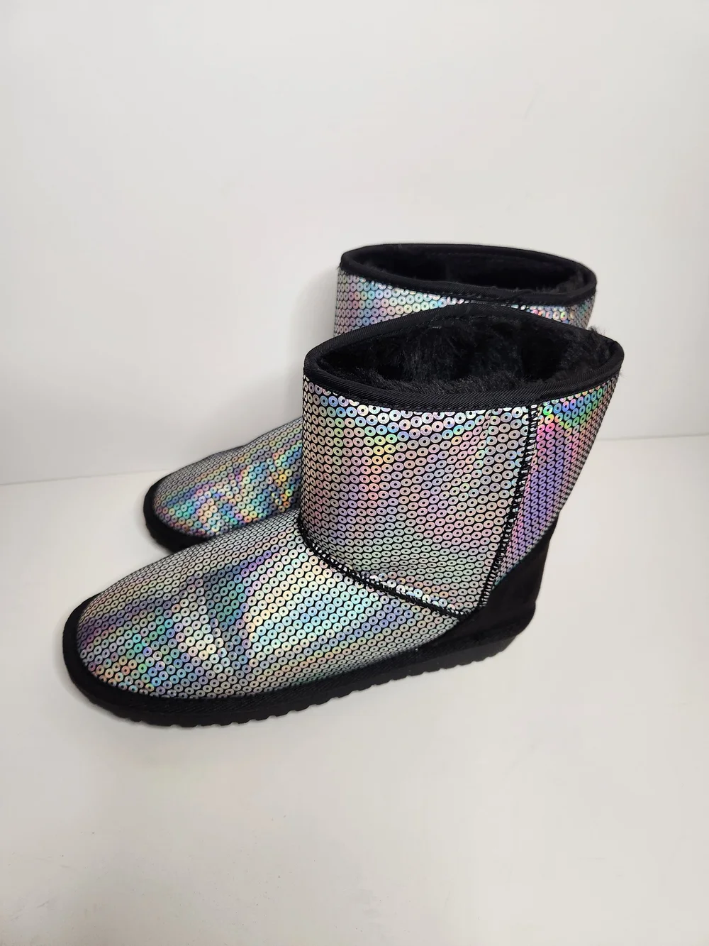 Kids Iridescent Sequin Boots